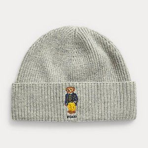 New Polo Ralph Lauren Big Polo Bear & Big Pony Beanie Gray